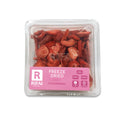 Crispy freeze-dried strawberry slices with vibrant red color, perfect for snacking or topping.