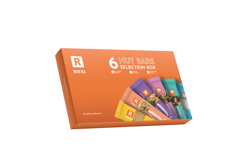 Rifai 6 Nut Bars Selection Box on a white background